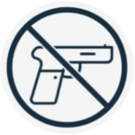 Iconography of a crossed-out pistol